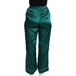 Green High Waist Pajama Trouser Silk Pant