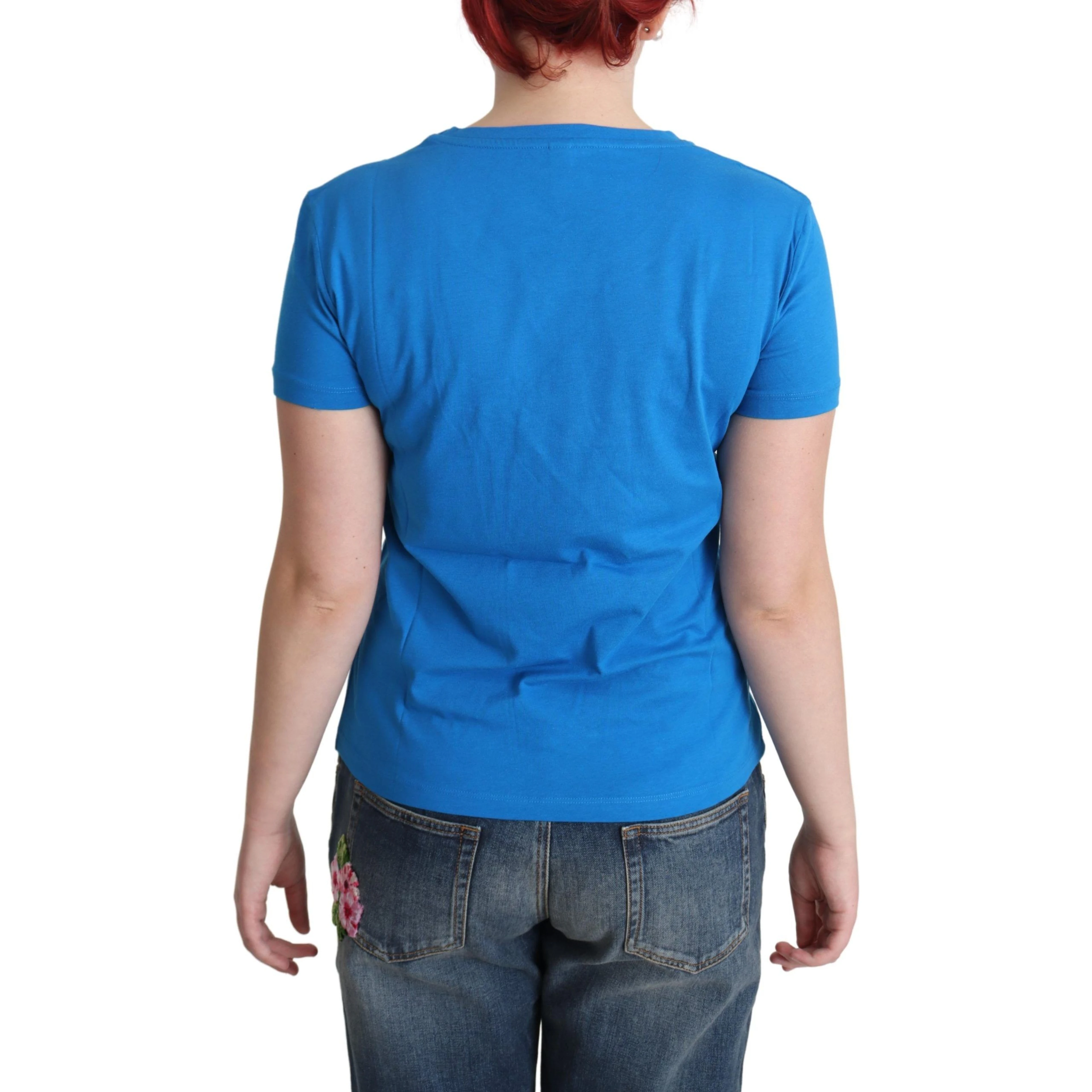Blue Cotton Sunny Milano Print Tops T-shirt