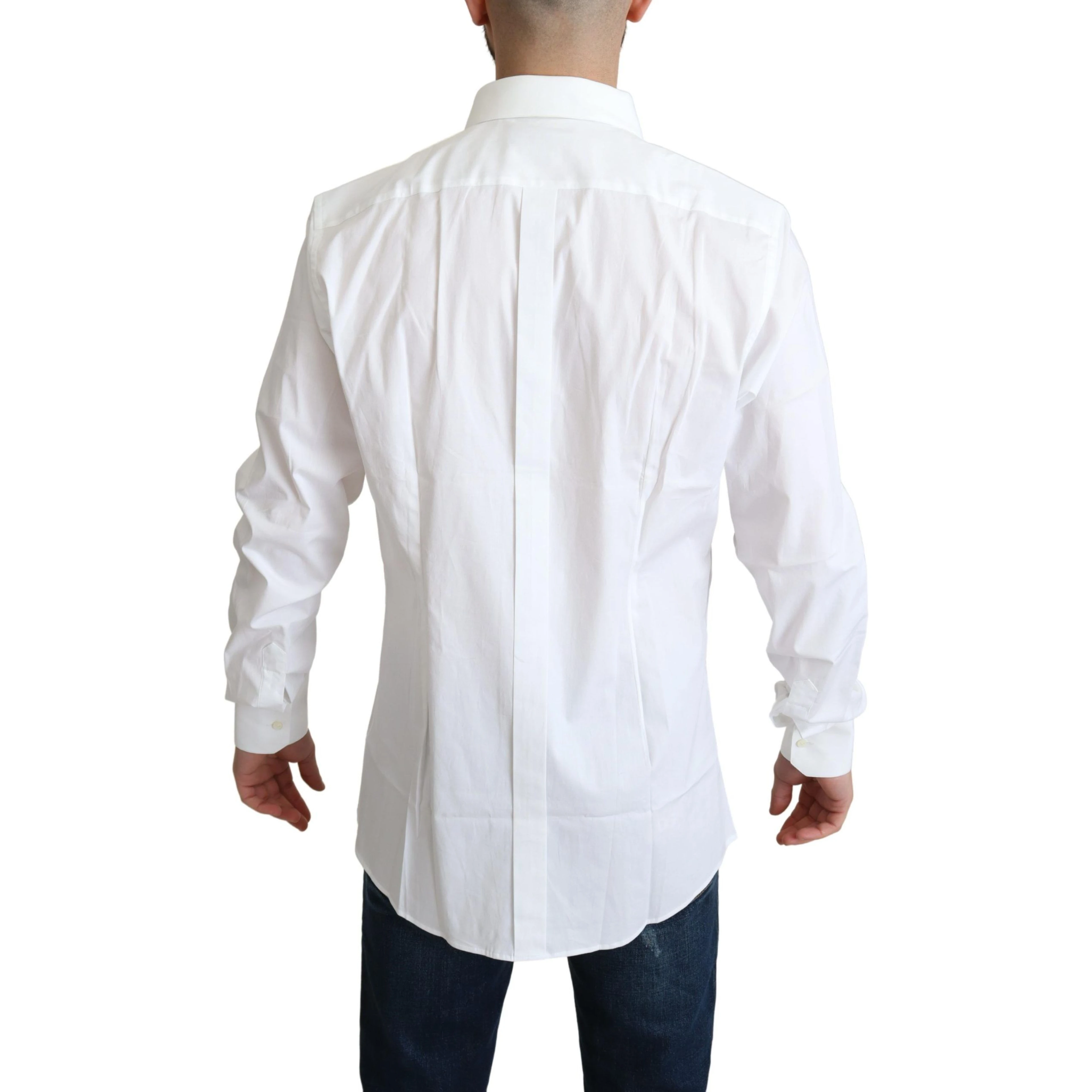 White Cotton Stretch Men Dress Formal Shirt