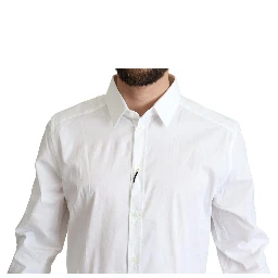 White Cotton Stretch Men Dress Formal Shirt
