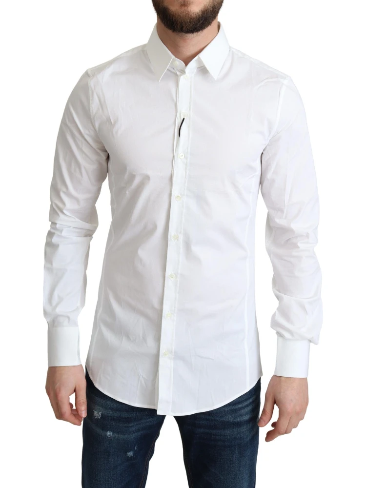 White Cotton Stretch Men Formal SICILIA Shirt