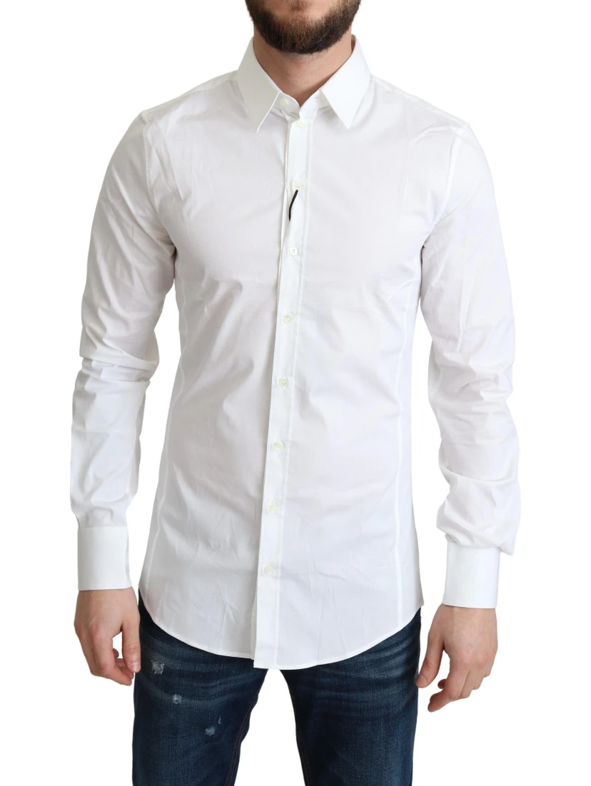 White Cotton Stretch Men Formal SICILIA Shirt