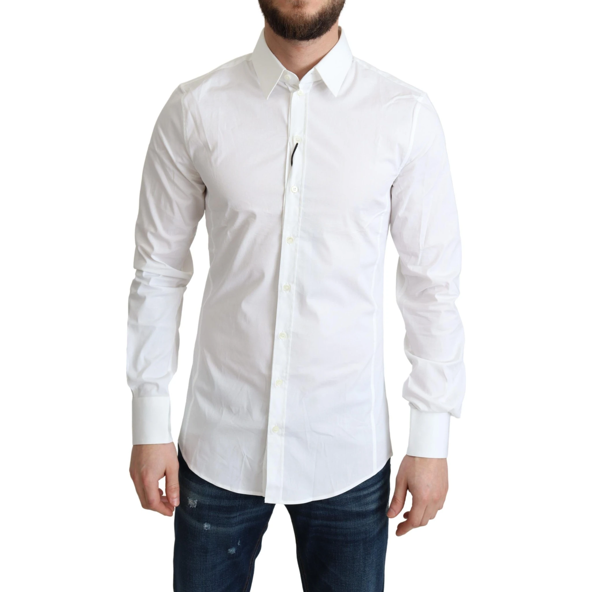 White Cotton Stretch Men Formal SICILIA Shirt