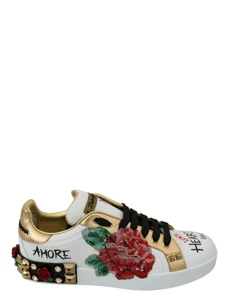 White Roses Sequined Crystal Womens Sneakers Shoes alternative