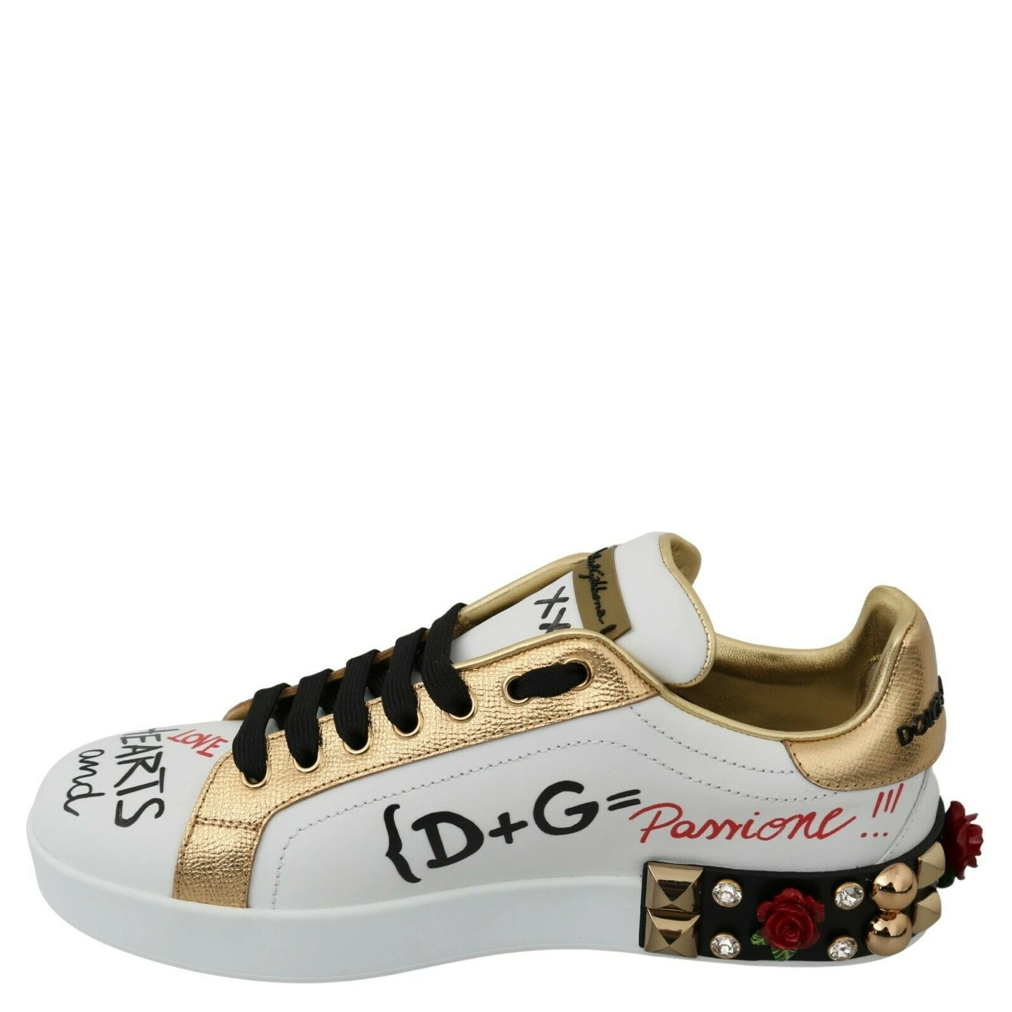 White Roses Sequined Crystal Womens Sneakers Shoes