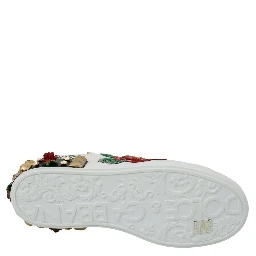 White Roses Sequined Crystal Womens Sneakers Shoes