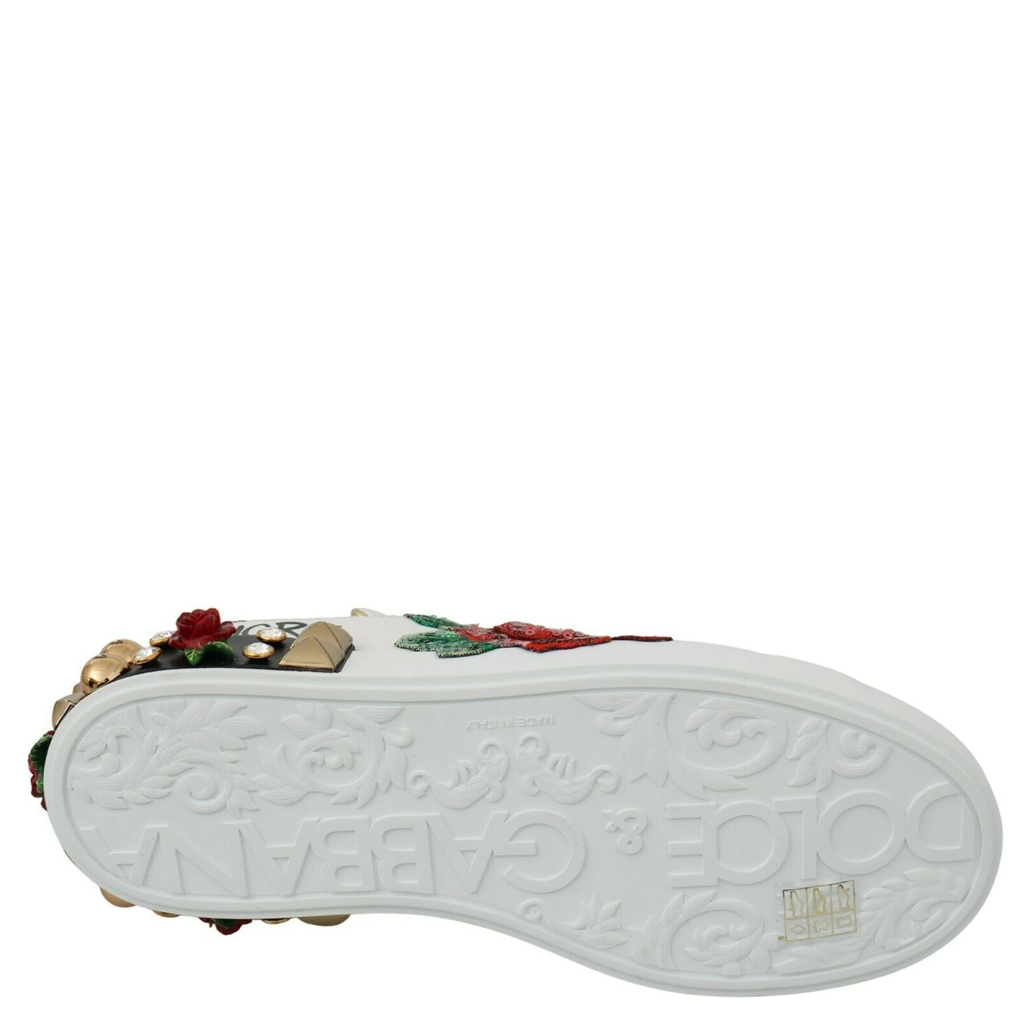 White Roses Sequined Crystal Womens Sneakers Shoes