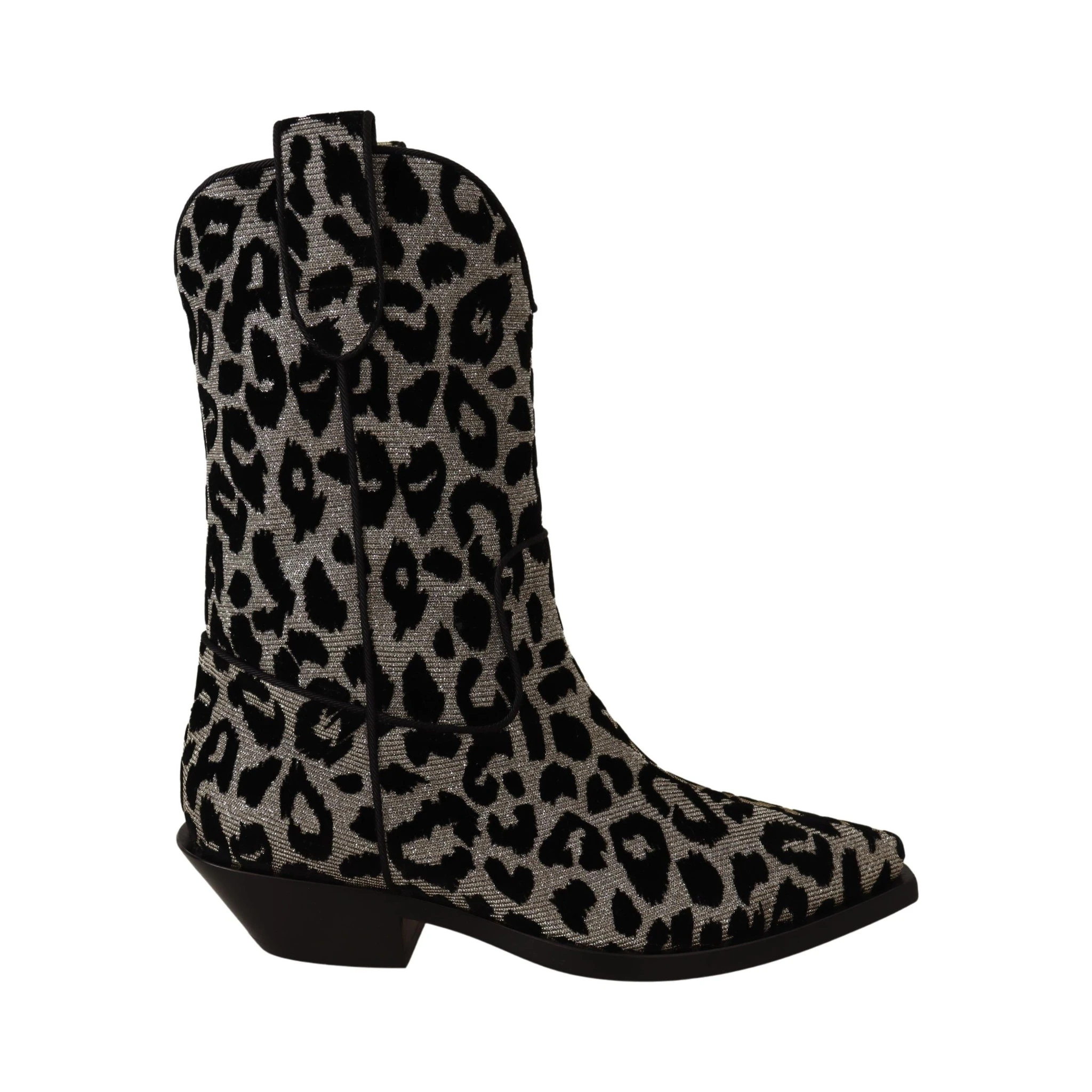 Gray Black Leopard Cowboy Boots Shoes