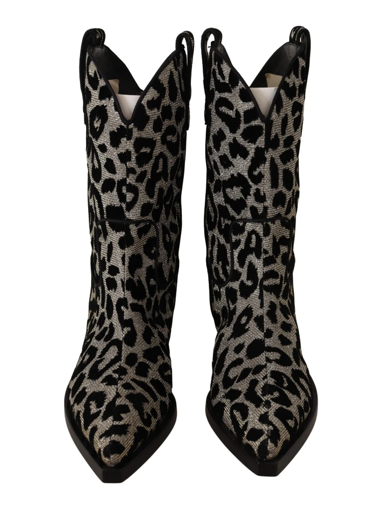 Gray Black Leopard Cowboy Boots Shoes alternative