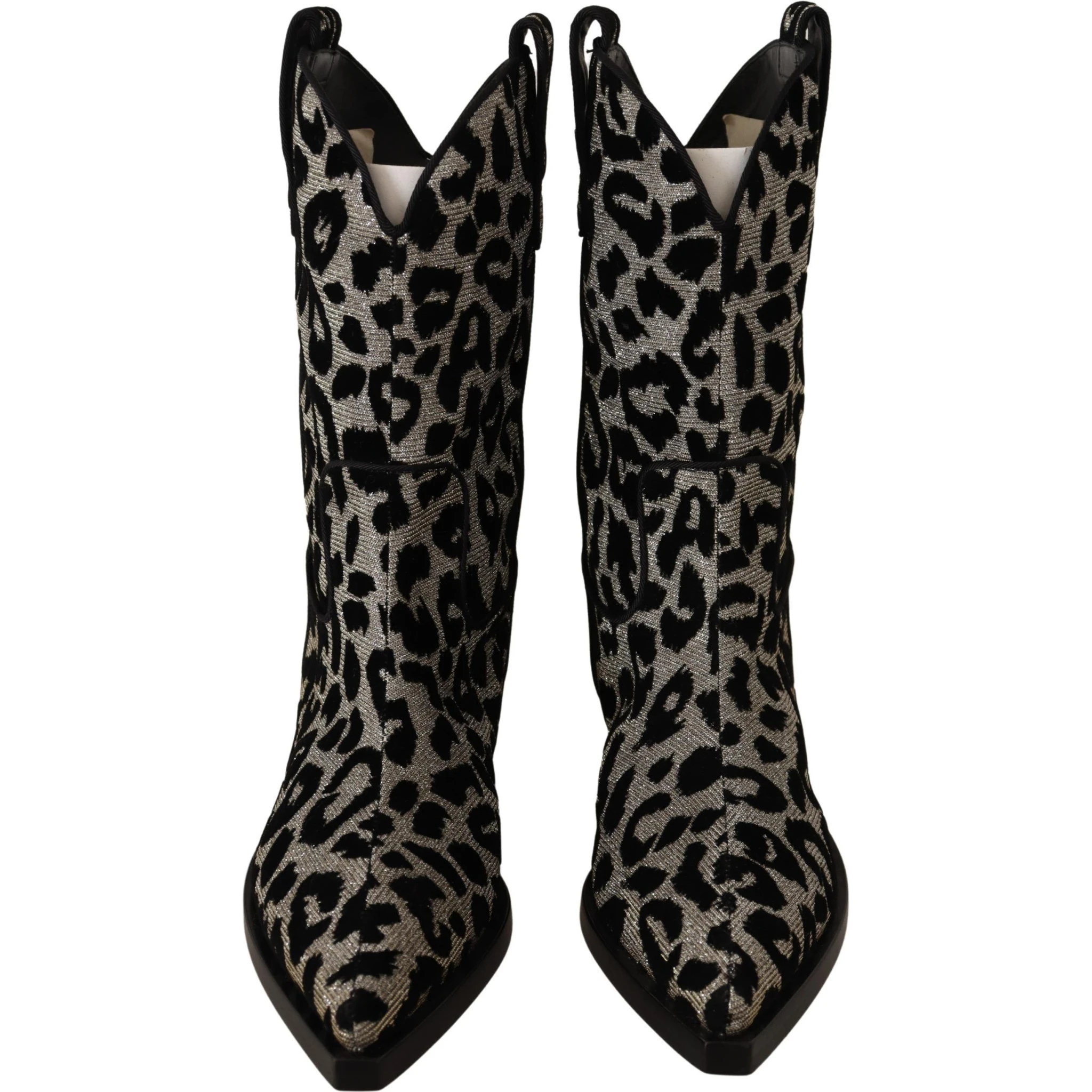 Gray Black Leopard Cowboy Boots Shoes