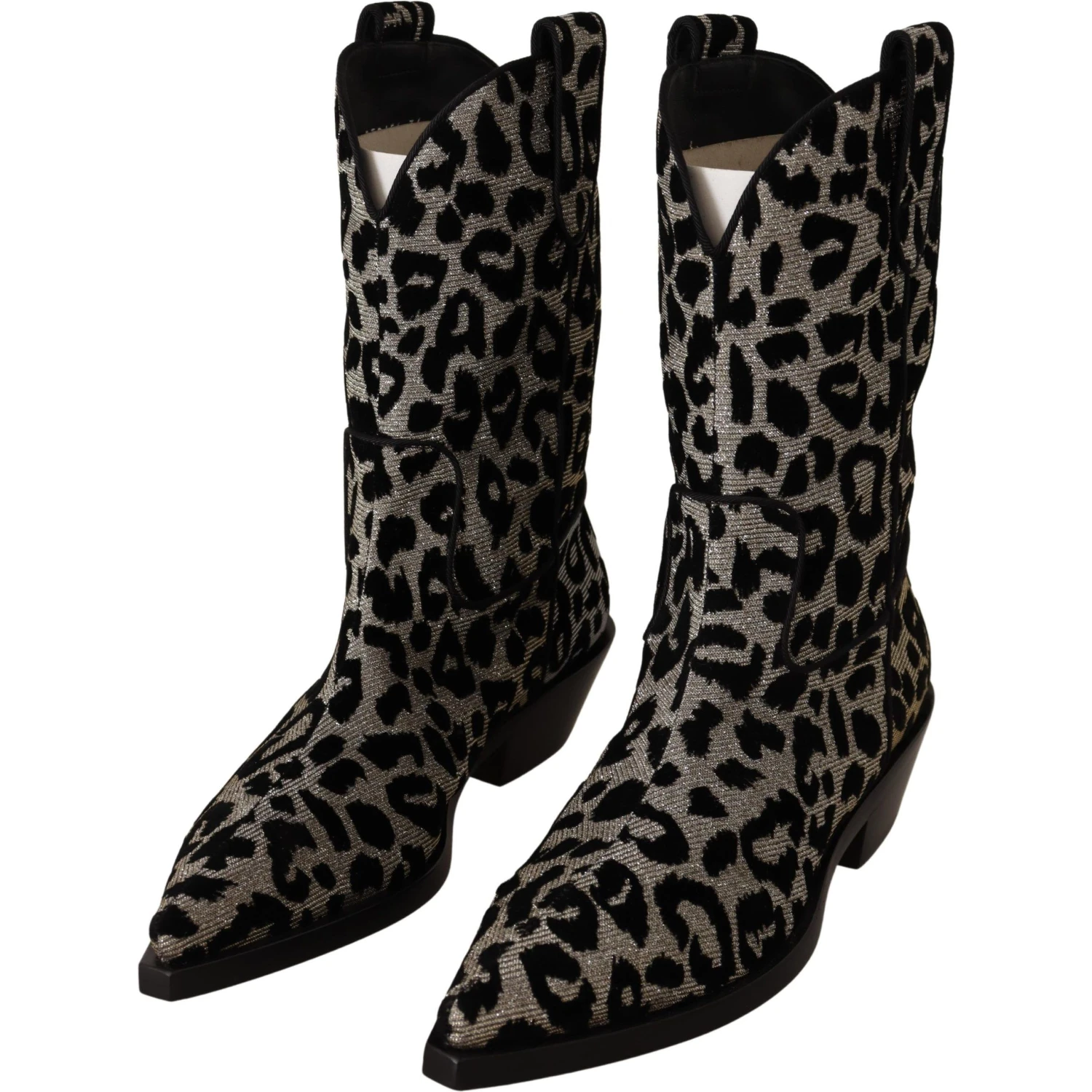 Gray Black Leopard Cowboy Boots Shoes