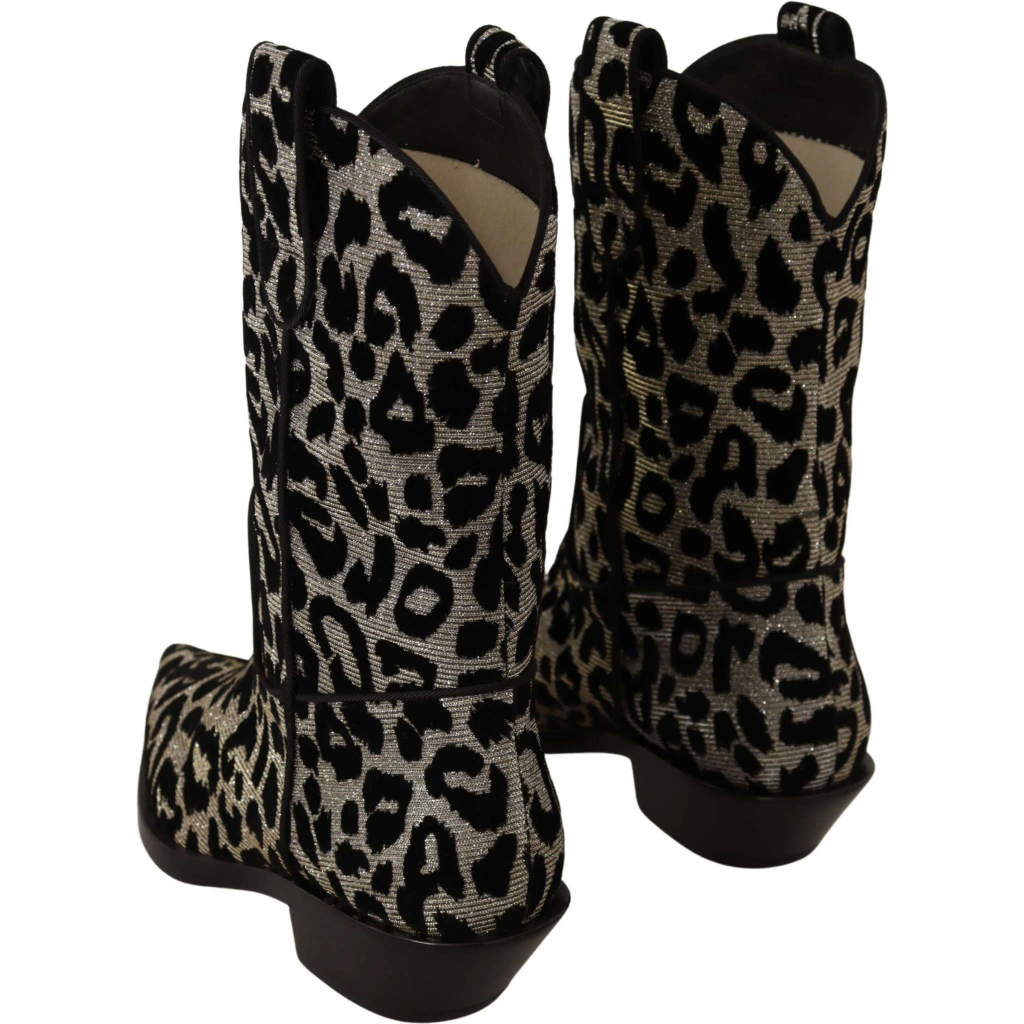 Gray Black Leopard Cowboy Boots Shoes