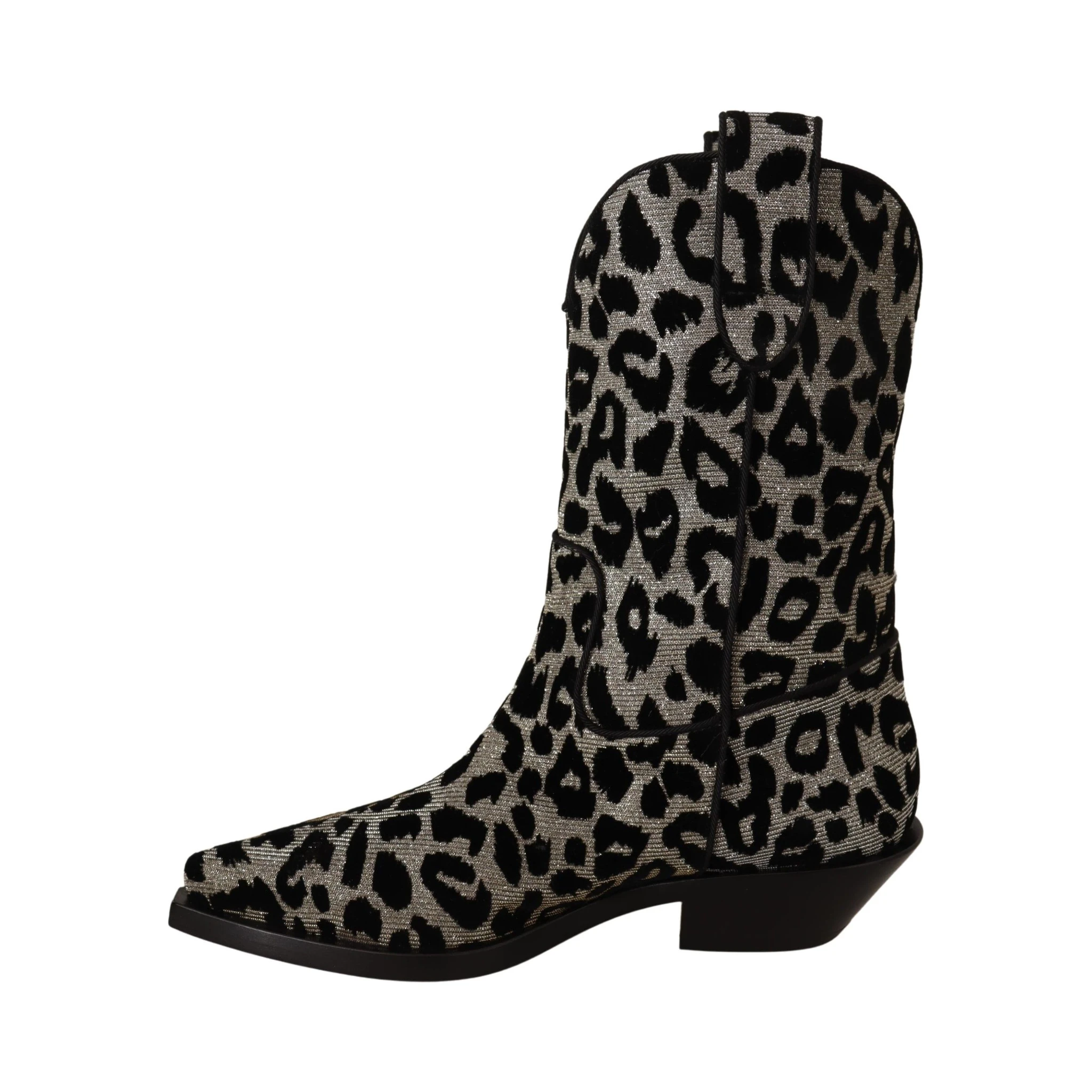 Gray Black Leopard Cowboy Boots Shoes