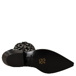 Gray Black Leopard Cowboy Boots Shoes