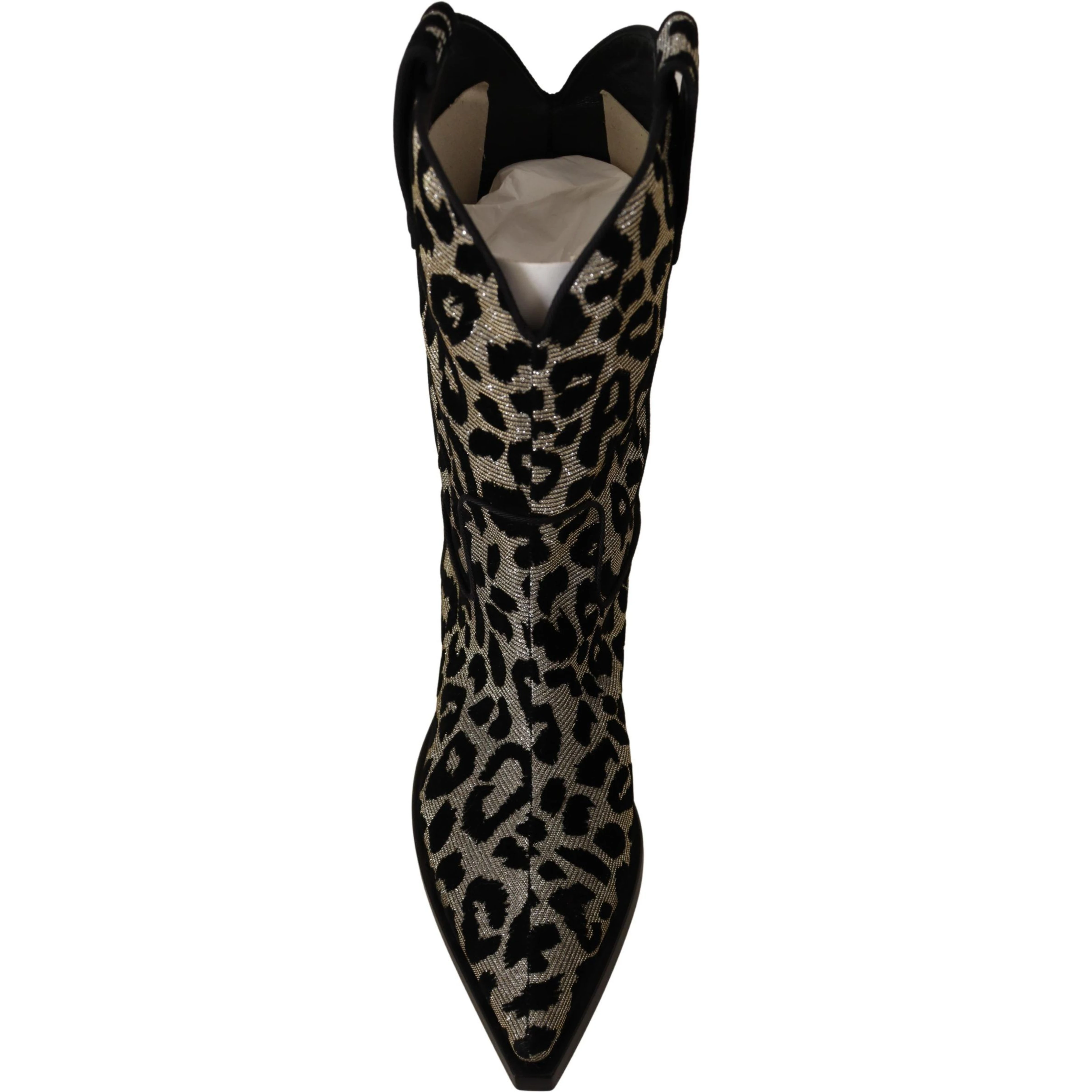 Gray Black Leopard Cowboy Boots Shoes