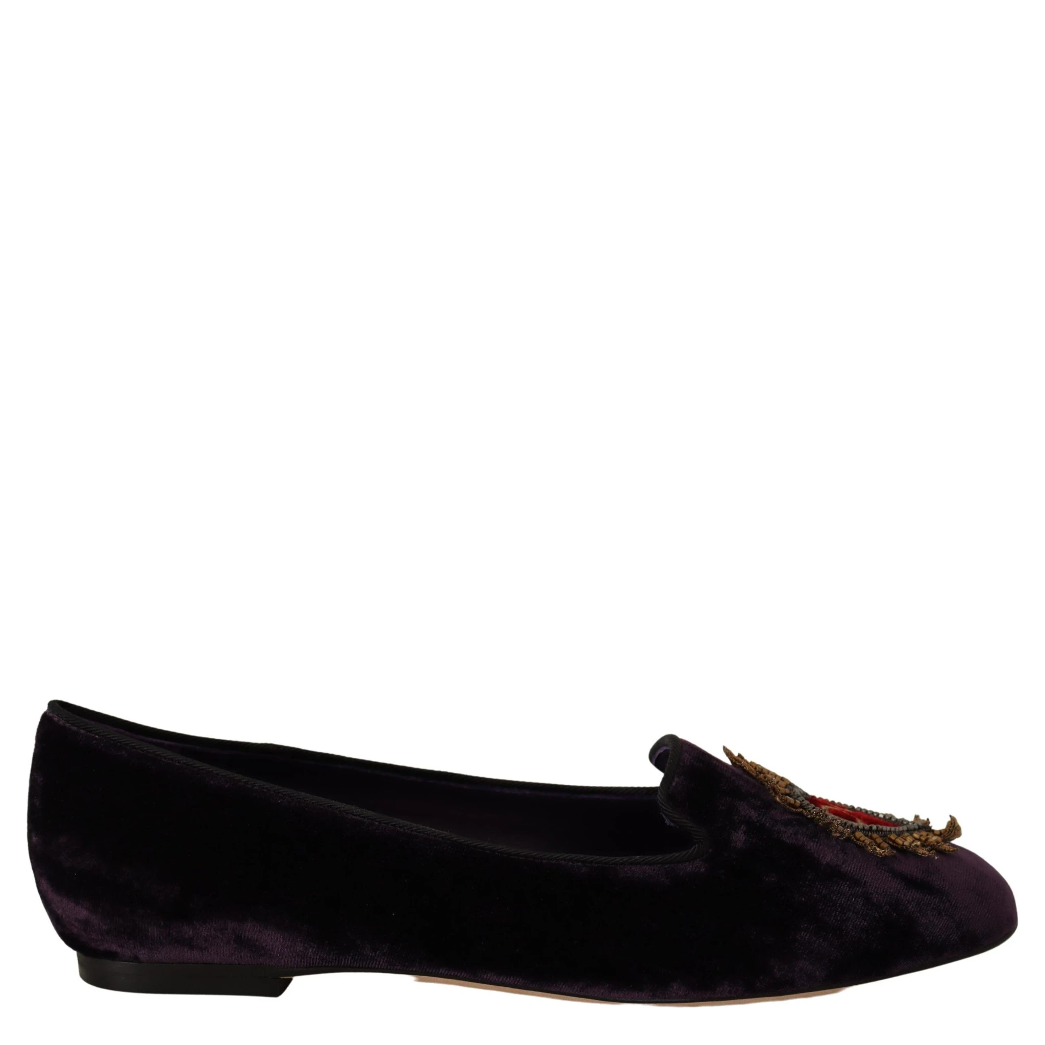 Purple Velvet DG Heart Loafers Flats Shoes