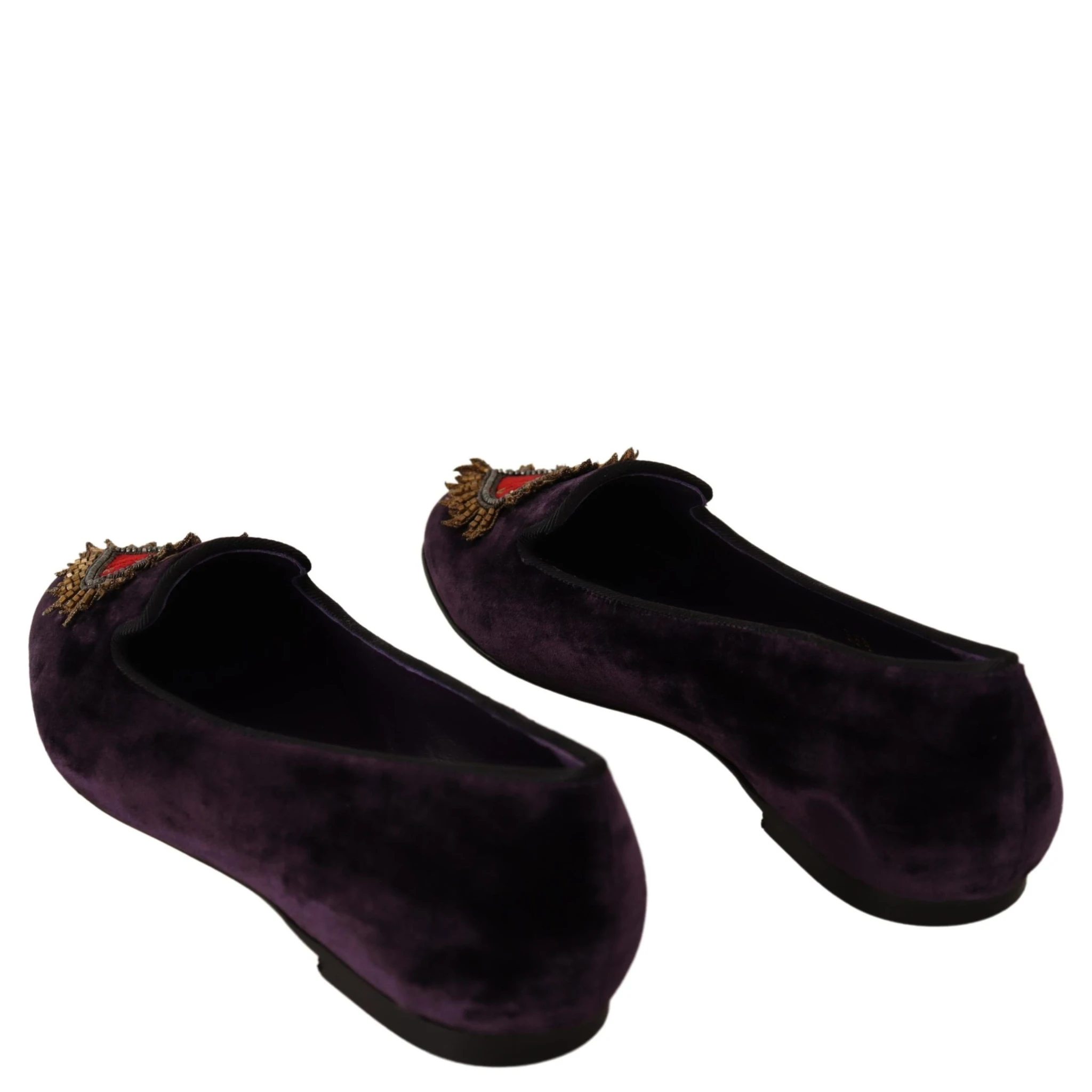 Purple Velvet DG Heart Loafers Flats Shoes