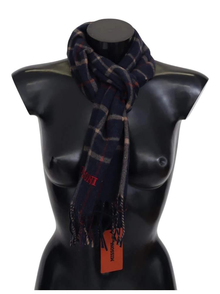 Black Checkered Unisex Neck Wrap Fringes Scarf