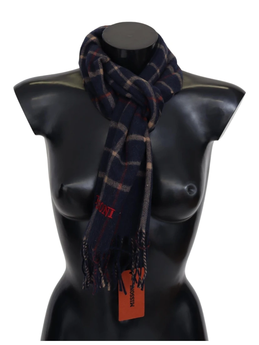 Black Checkered Unisex Neck Wrap Fringes Scarf
