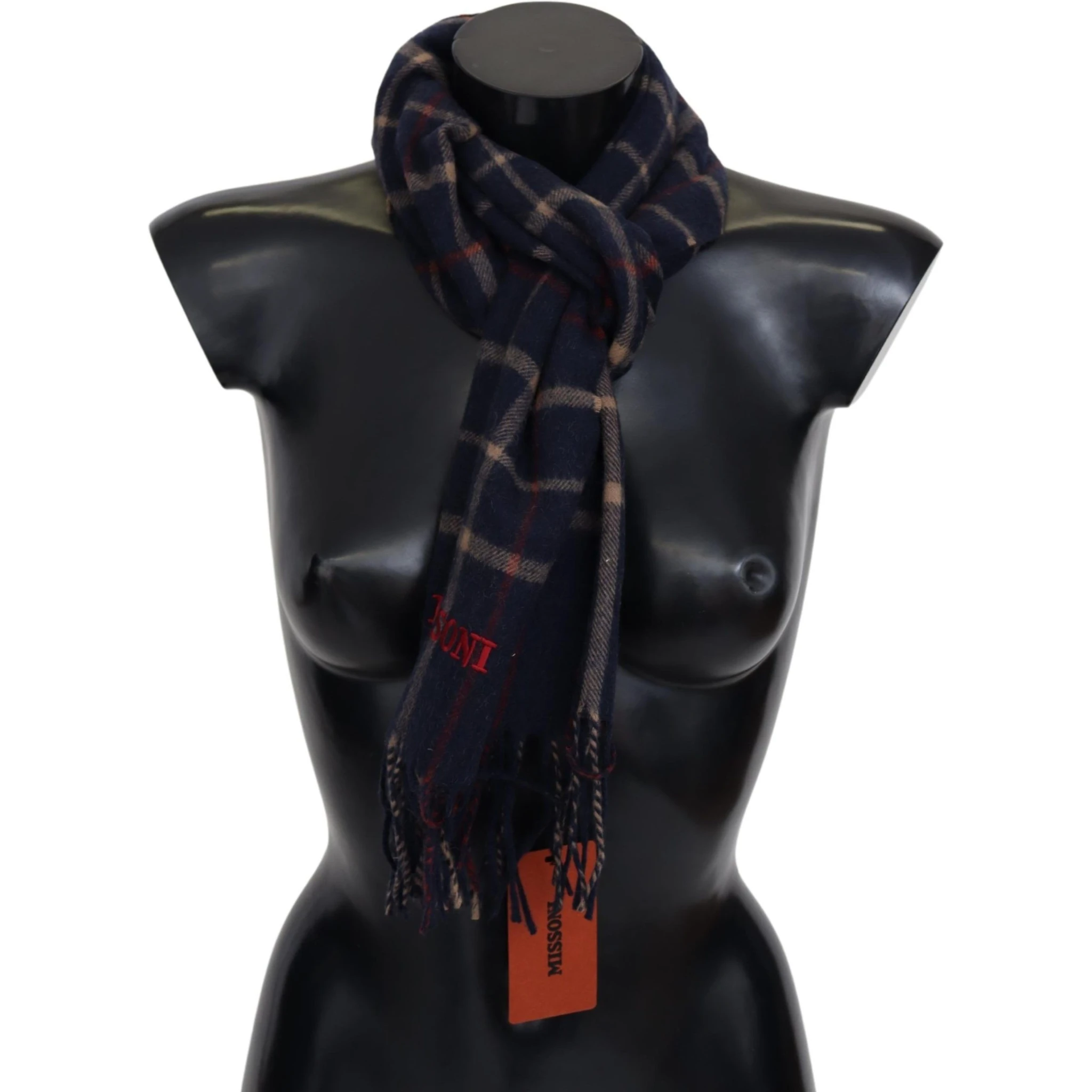 Black Checkered Unisex Neck Wrap Fringes Scarf