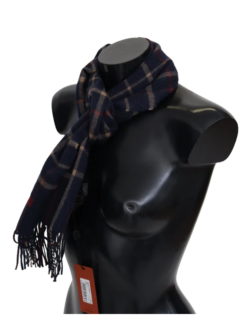 Black Checkered Unisex Neck Wrap Fringes Scarf