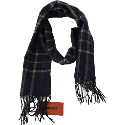 Black Checkered Unisex Neck Wrap Fringes Scarf