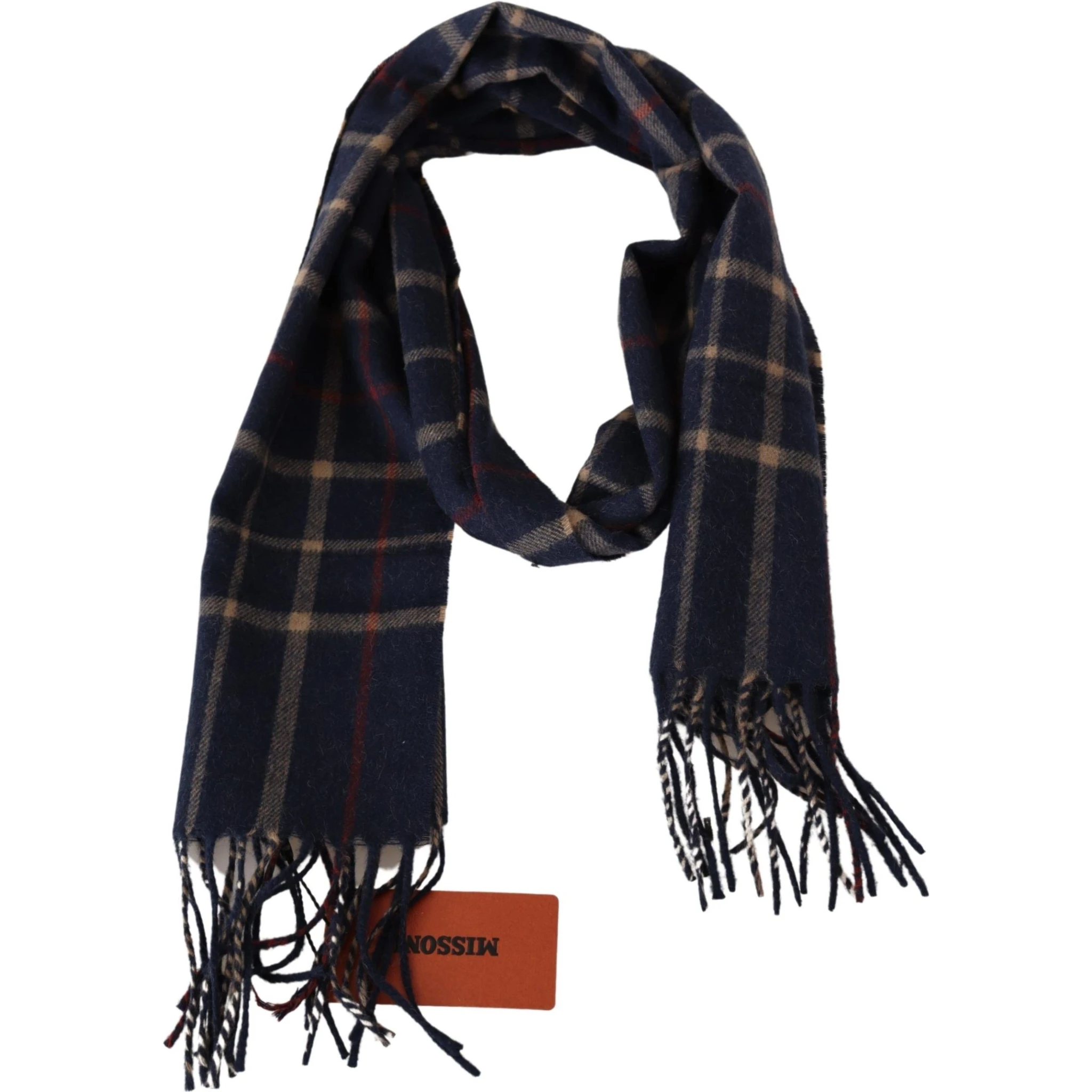 Black Checkered Unisex Neck Wrap Fringes Scarf