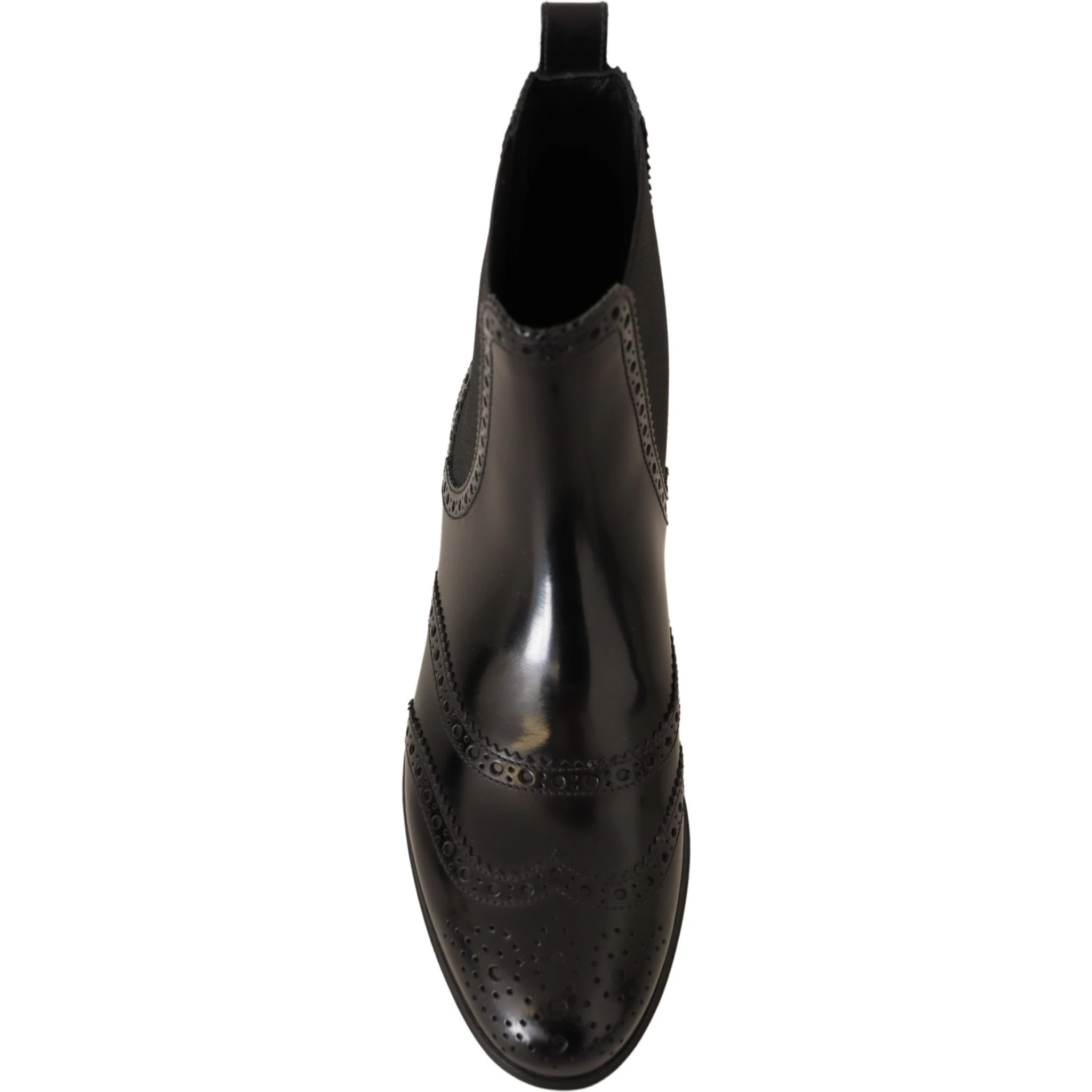 Black Leather Ankle High Flat Boots Shoes