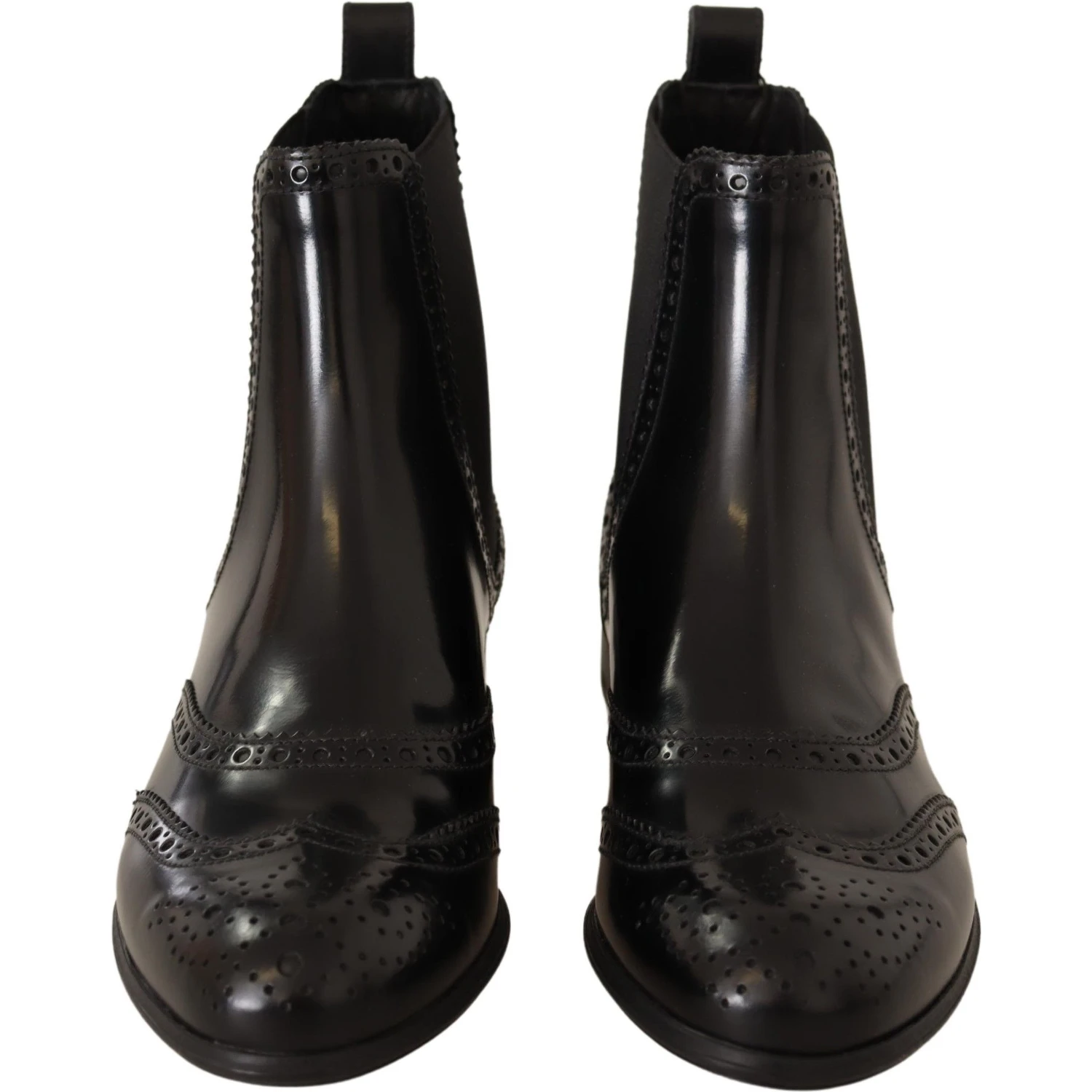 Black Leather Ankle High Flat Boots Shoes