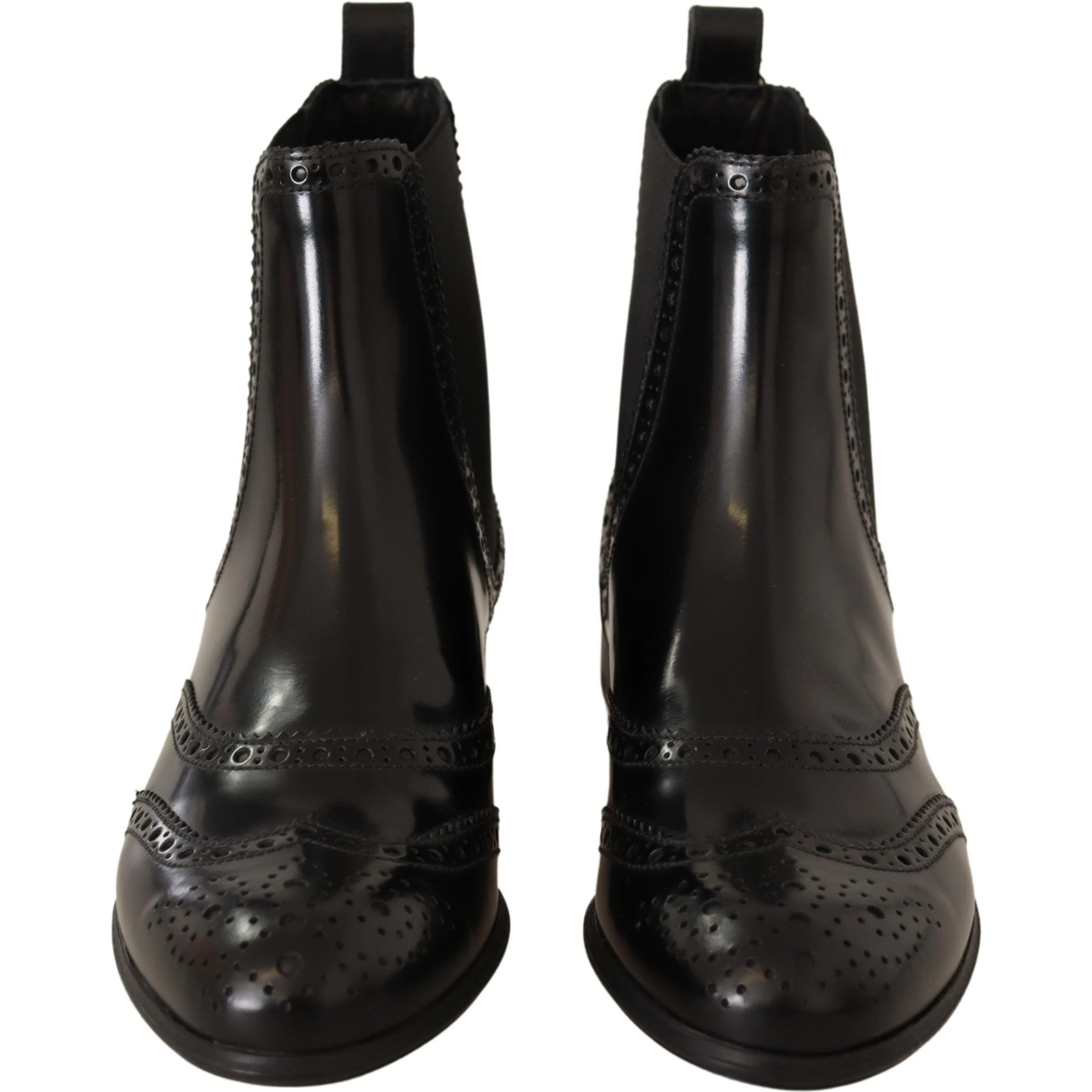 Black Leather Ankle High Flat Boots Shoes