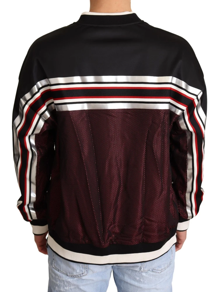 Black Red Mesh Sport Pullover Crewneck Sweater alternative