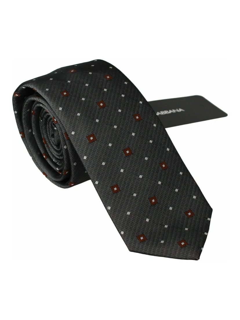 Gray Patterned Classic Mens Slim Necktie