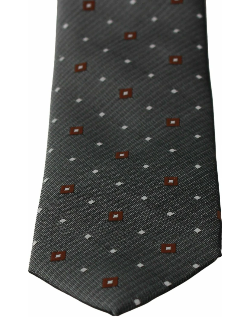 Gray Patterned Classic Mens Slim Necktie