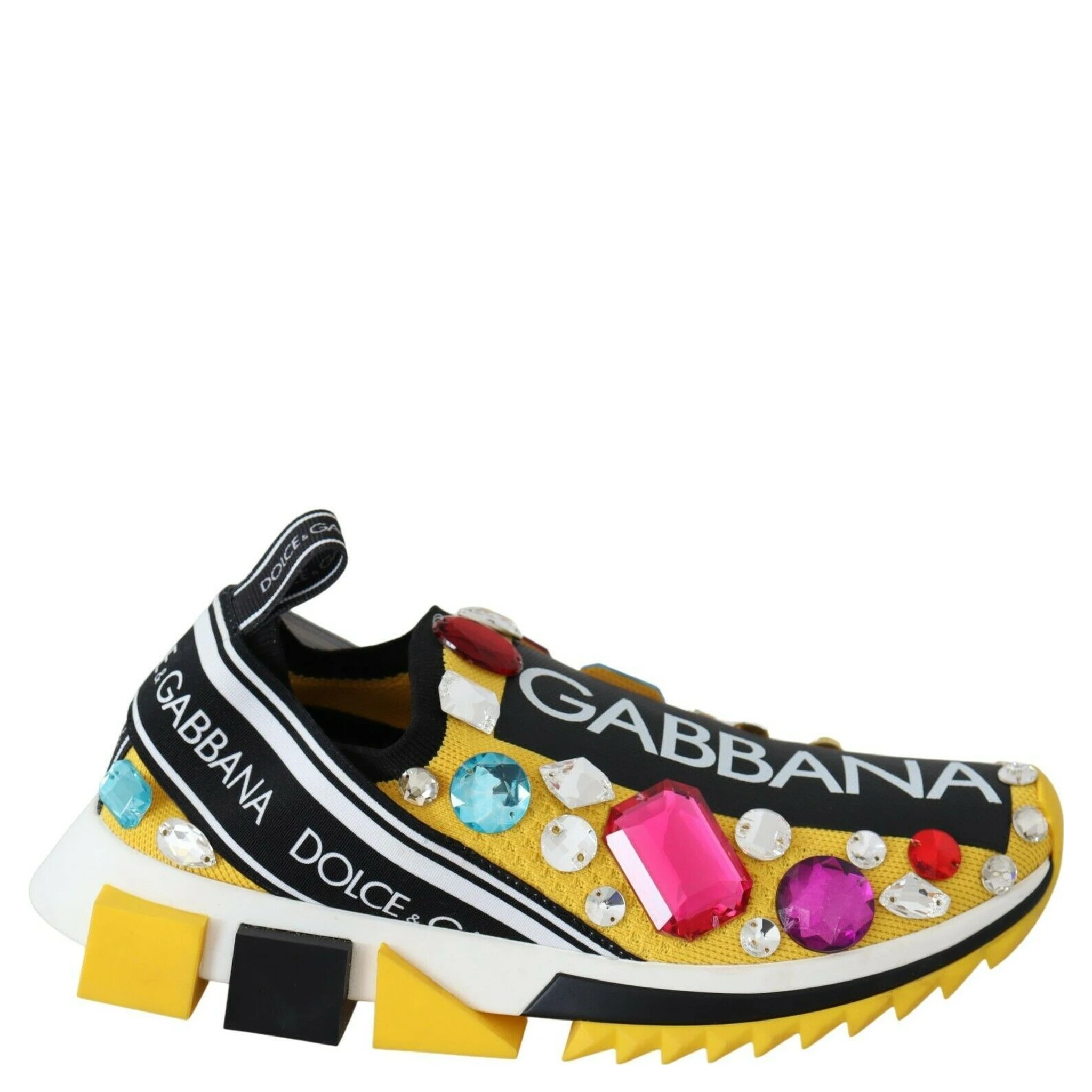 Yellow Multicolor Crystals Sneakers Shoes
