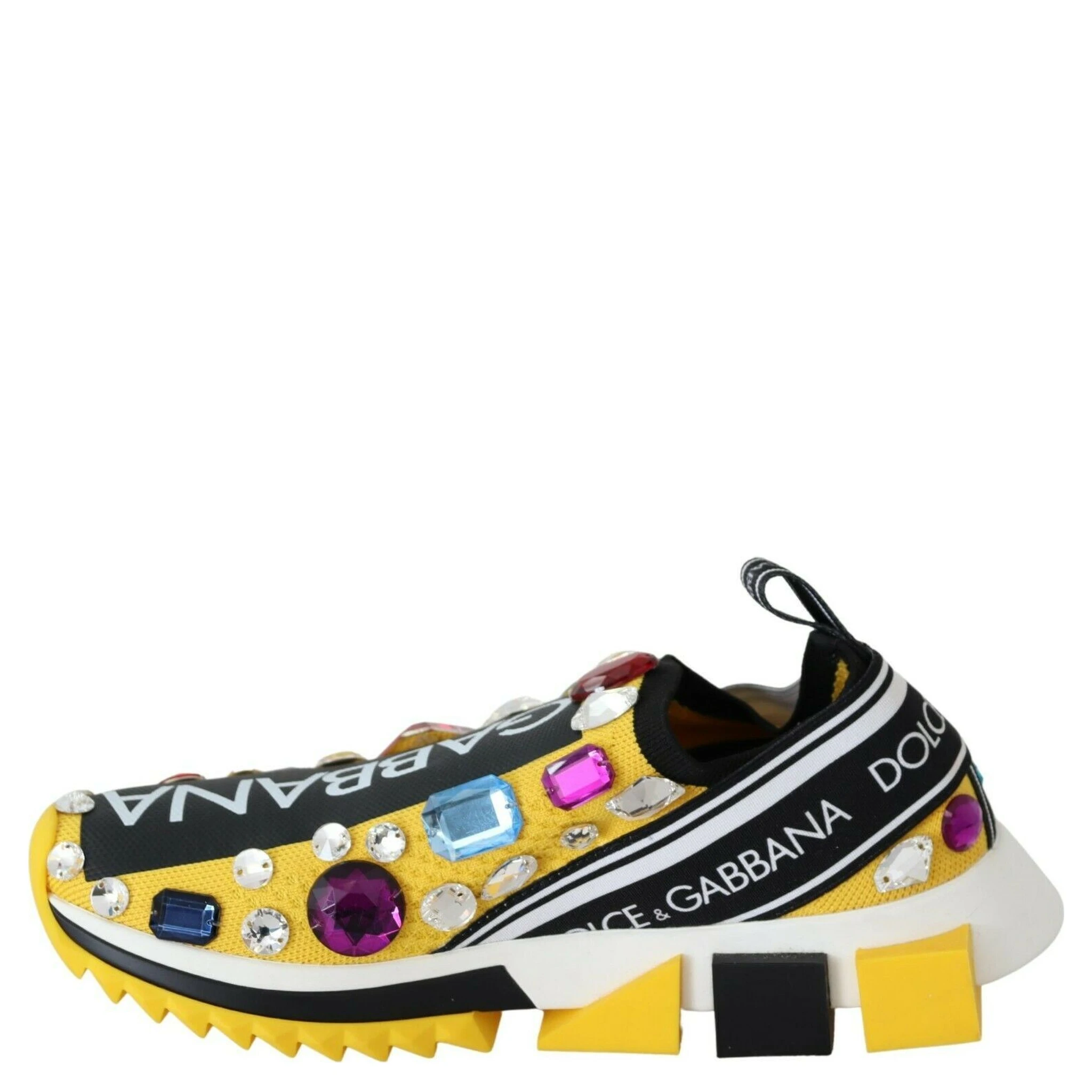 Yellow Multicolor Crystals Sneakers Shoes