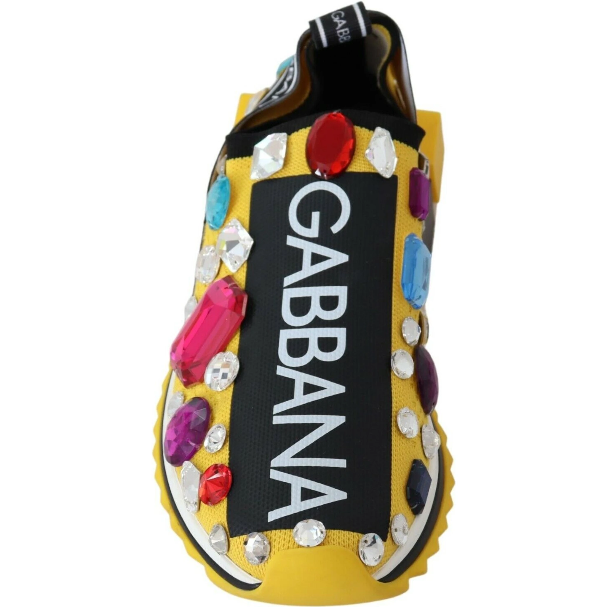 Yellow Multicolor Crystals Sneakers Shoes