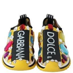 Yellow Multicolor Crystals Sneakers Shoes