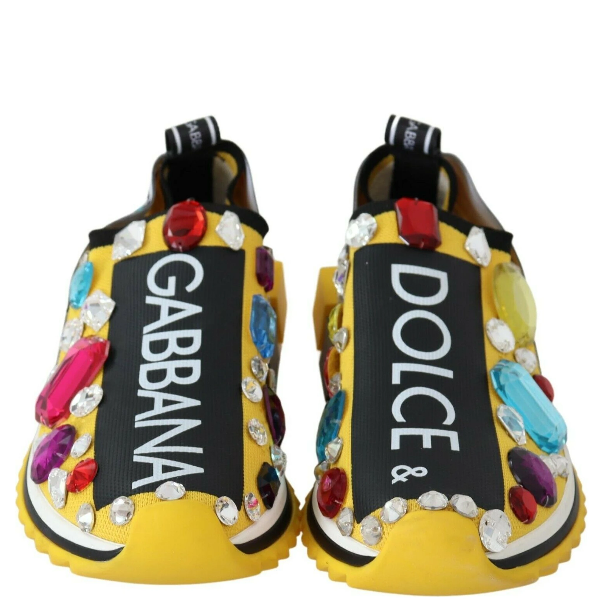 Yellow Multicolor Crystals Sneakers Shoes