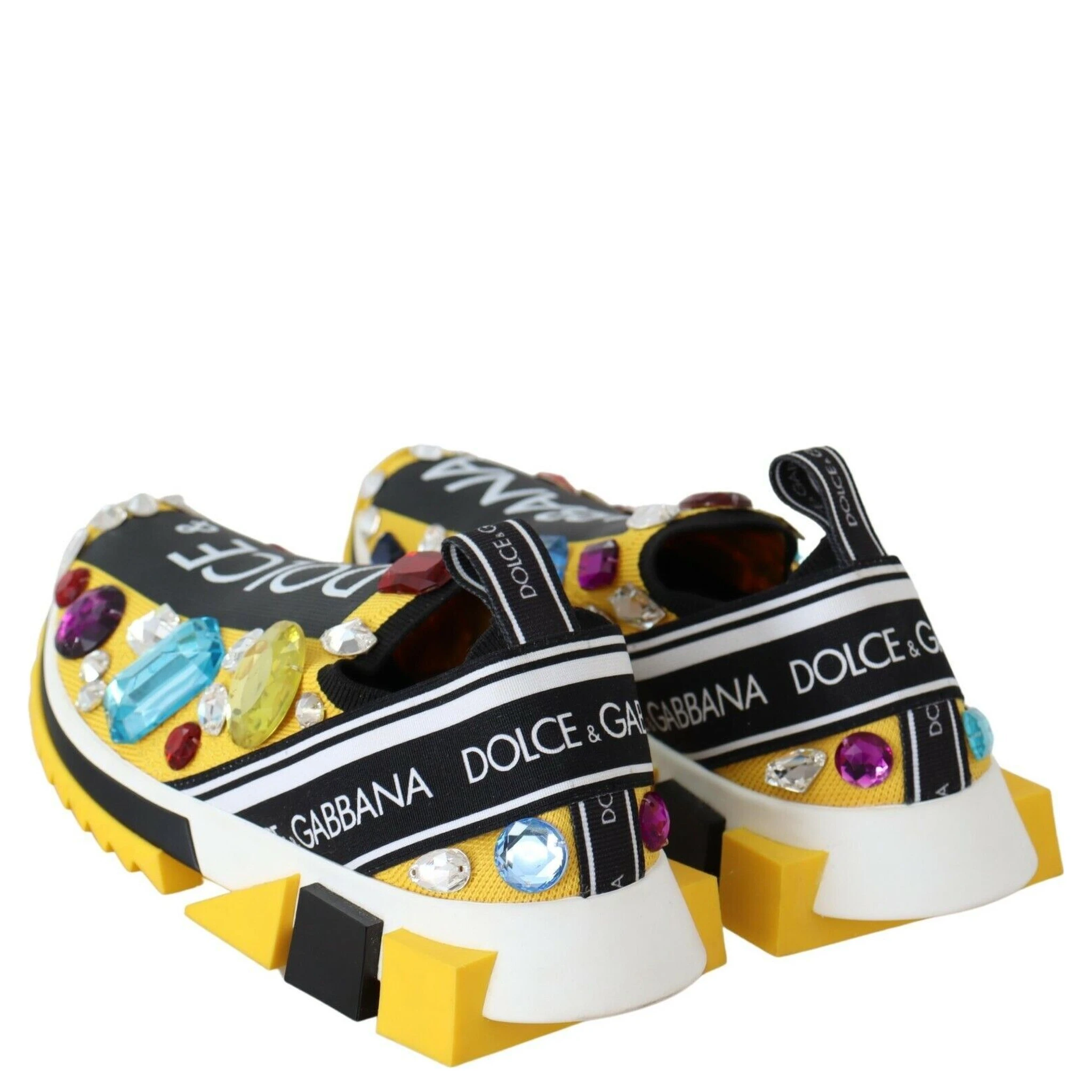 Yellow Multicolor Crystals Sneakers Shoes