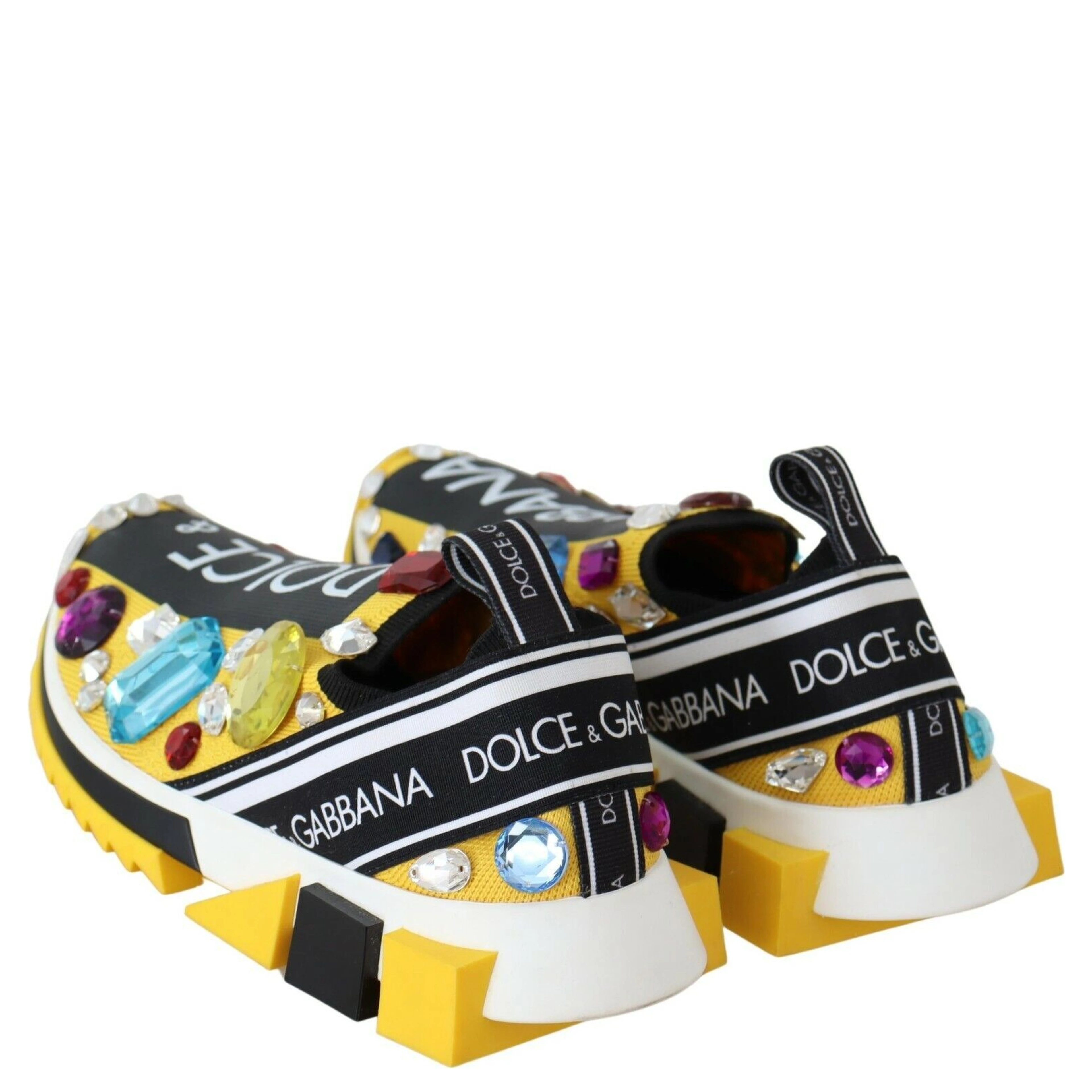 Yellow Multicolor Crystals Sneakers Shoes