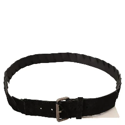 Black WX Silver Tone Buckle Waist Belt