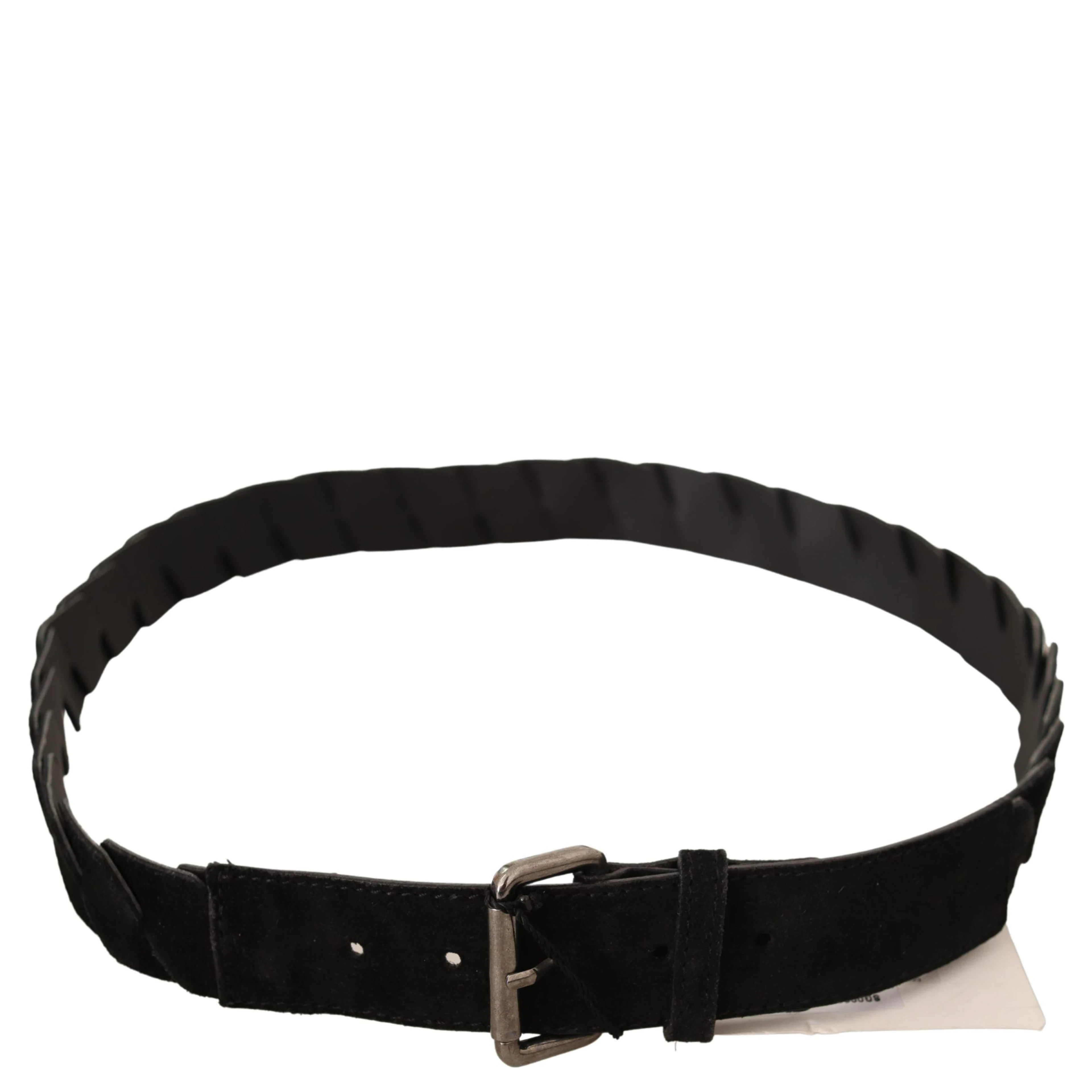 Black WX Silver Tone Buckle Waist Belt