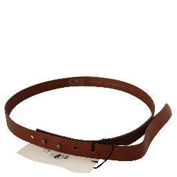 Brown Leather Silver Fastening Belt