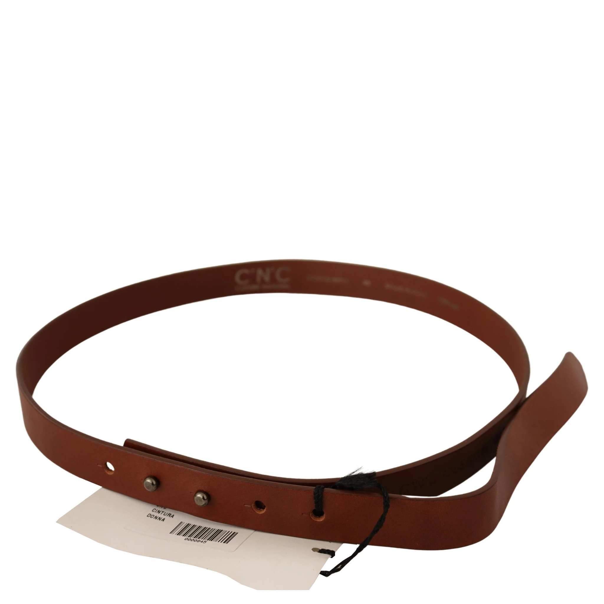 Brown Leather Silver Fastening Belt