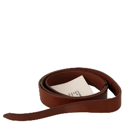 Brown Leather Silver Fastening Belt