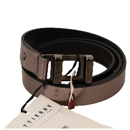 Pink Metallic Leather Buckle Belt