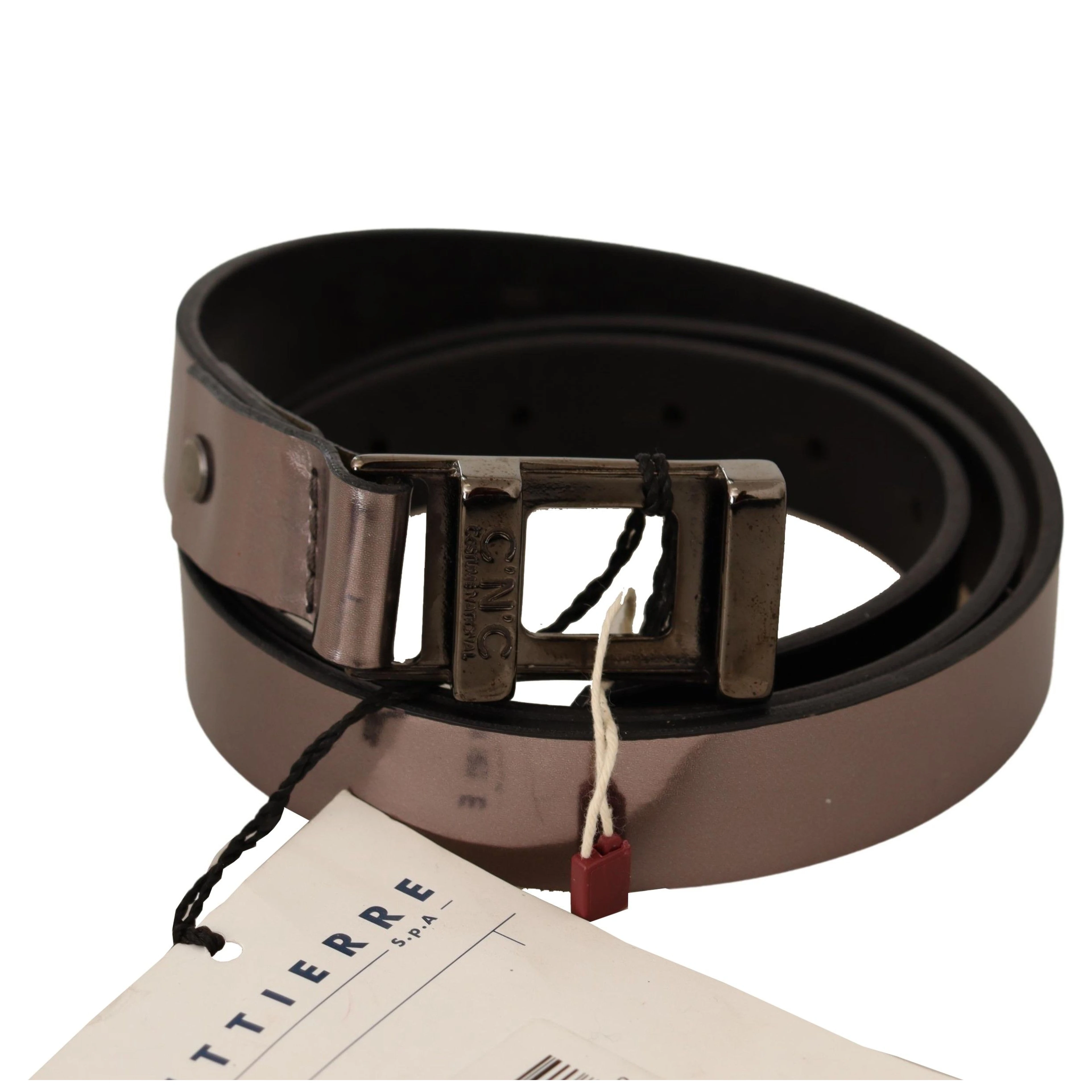 Pink Metallic Leather Buckle Belt