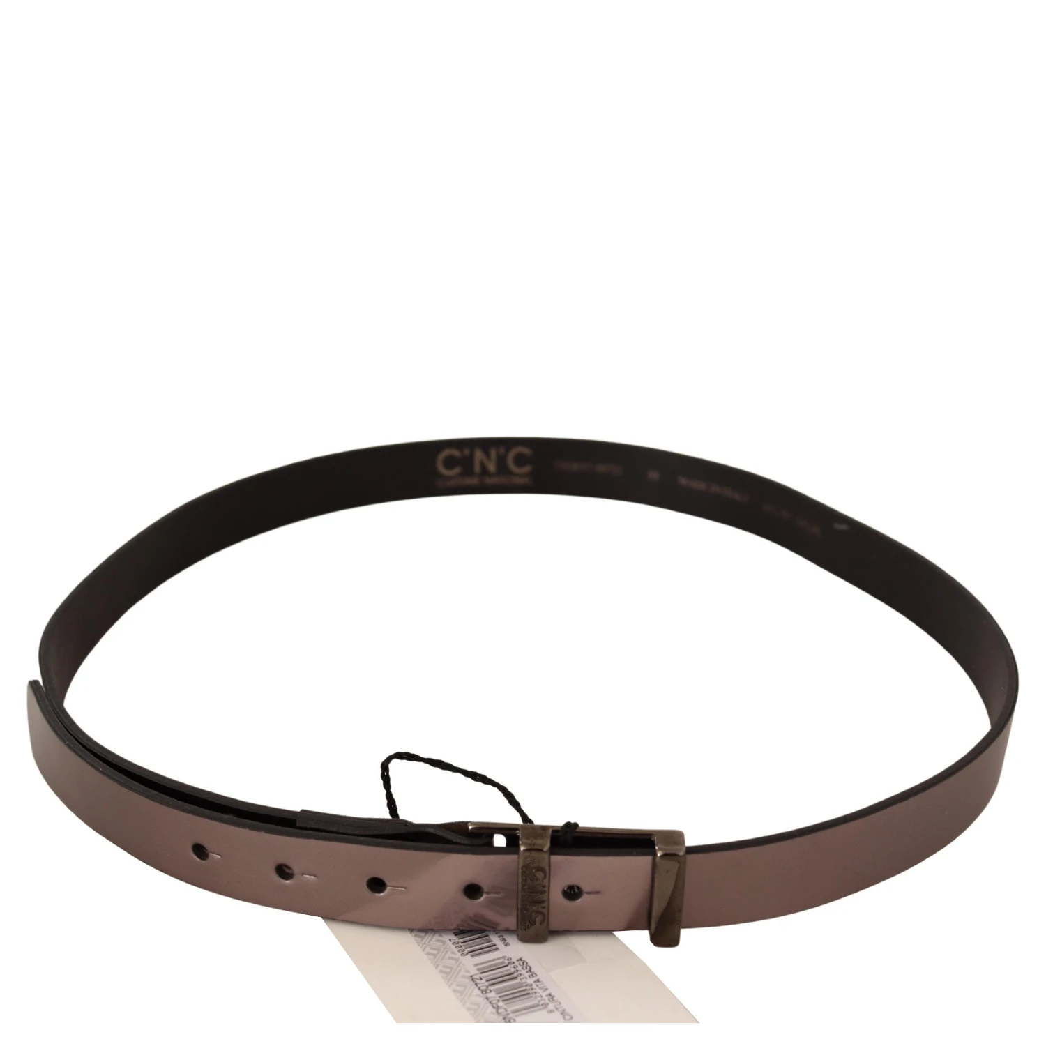 Pink Metallic Leather Buckle Belt