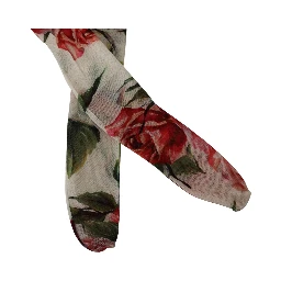 White Floral Print Stockings Nylon Tights