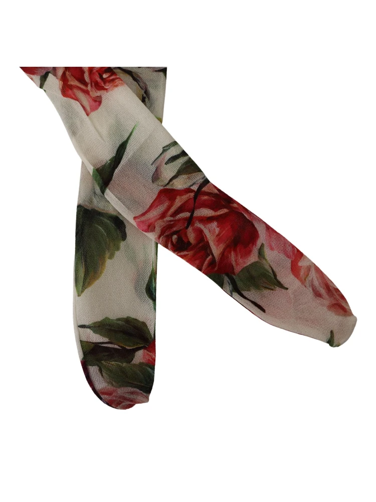 White Floral Print Stockings Nylon Tights alternative